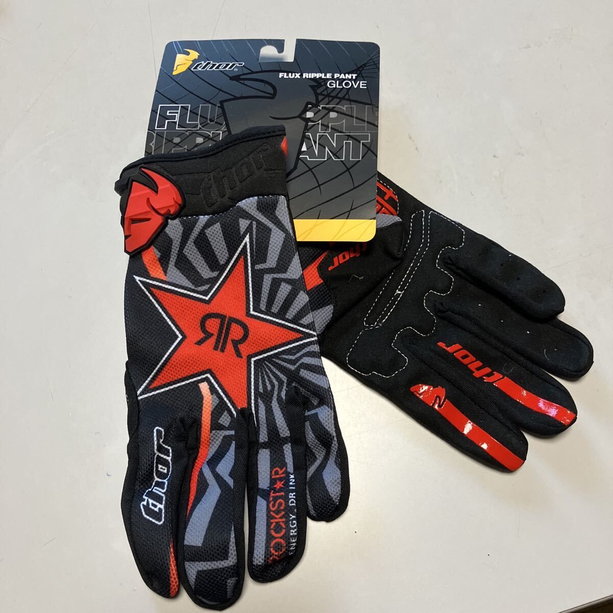 モトクロス オフロード グローブ 赤 Lサイズ RR拍卖