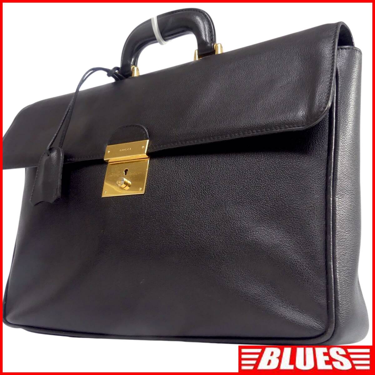 即決★GUCCI★ビジネスバッグ グッチ メンズ 2way ショルダーバッグ 黒 イタリア製 本革 オールレザー ブリーフケース 皮 通勤 出張 鍵付き拍卖