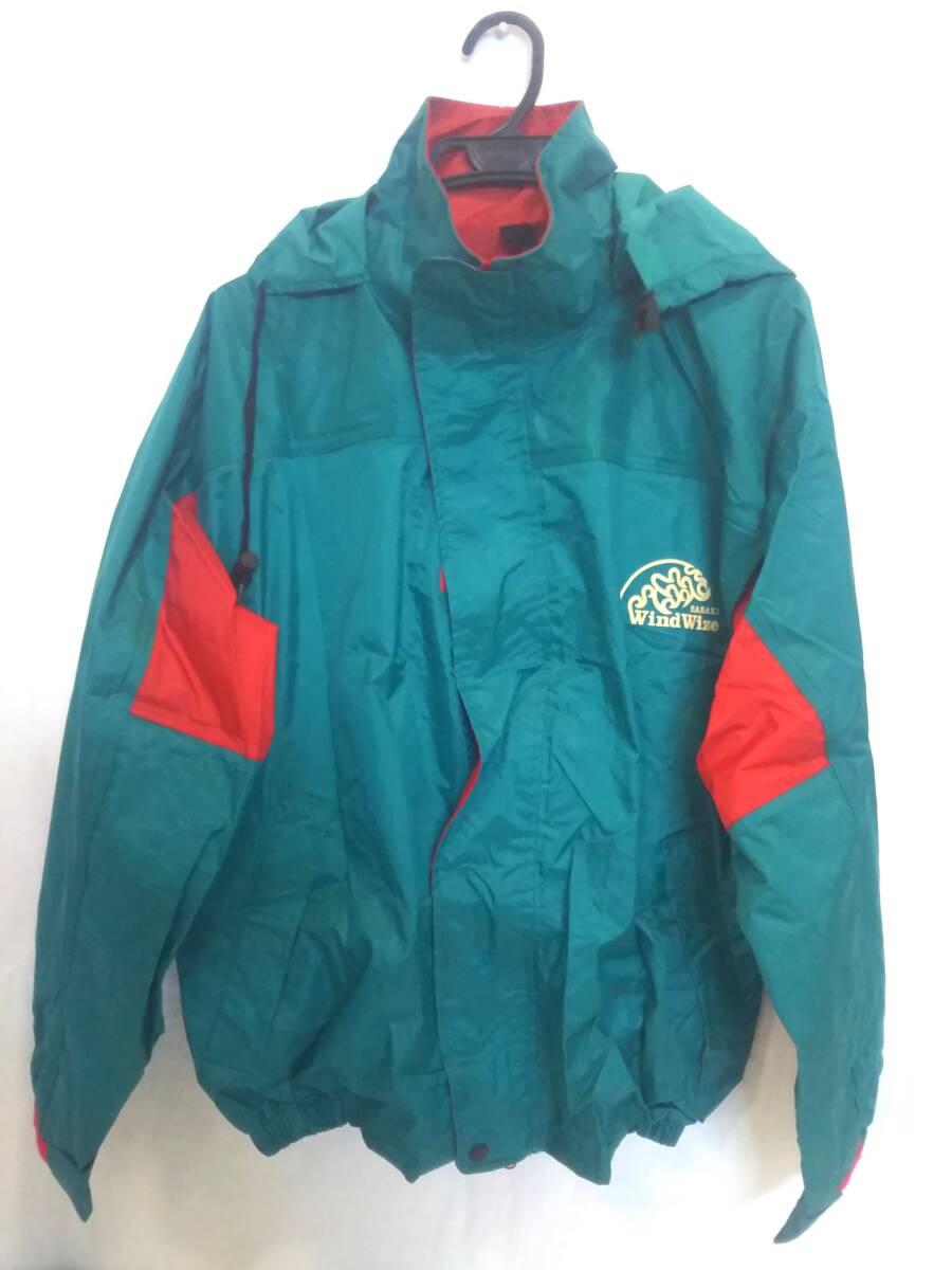 ◎ レインコート レインスーツ 上下セット かっぱ グリーン Lサイズ Wind Wize 雨具 レインウエア ナイロン製 収納袋付き 拍卖