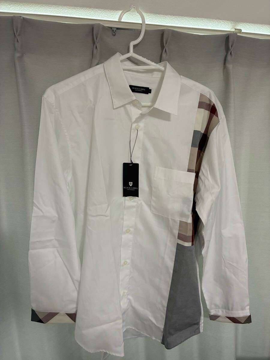 未使用新品 Lサイズ ブラックレーベル クレストブリッジ 長袖シャツ白綿チェック赤白拍卖