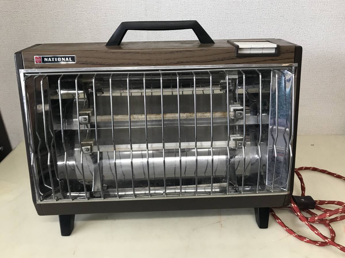 1131 NATIONAL ナショナル 電気ストーブ(DS-21N) ヒーター 家電製品 煖房器具 昭和レトロ ブラウン 軽量 ※動作確認済み拍卖