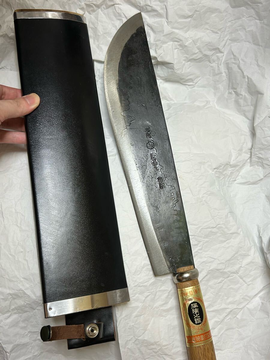 送料無料 珍品 特大 在銘 土佐 剣鉈 両刃 鉈 ナイフ 斧 短刀 狩猟 鞘無しで重さ1114g 鞘無しで全長約59.5cm 刃の長さ約36cm拍卖