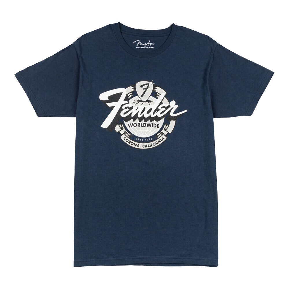 Fender フェンダー World Wide Tee Vintage Navy XXLサイズ Tシャツ 半袖拍卖