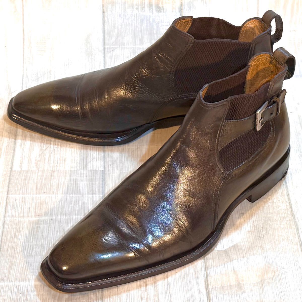 Stefano Branchini ステファノ・ブランキーニ◆26.5cm 8◆サイドストラップ サイドゴアブーツ 革靴 ビジネス 本革 ドレスシューズ ITALY製拍卖