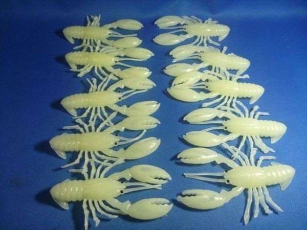 爆光・白ザリガニ10個 9cm13g 根魚、ブラックバス、伊勢海老、蛸、タコ、真鯛、マダイ、自作デビルエイト、自作デビルクロー、夜光、蓄光拍卖