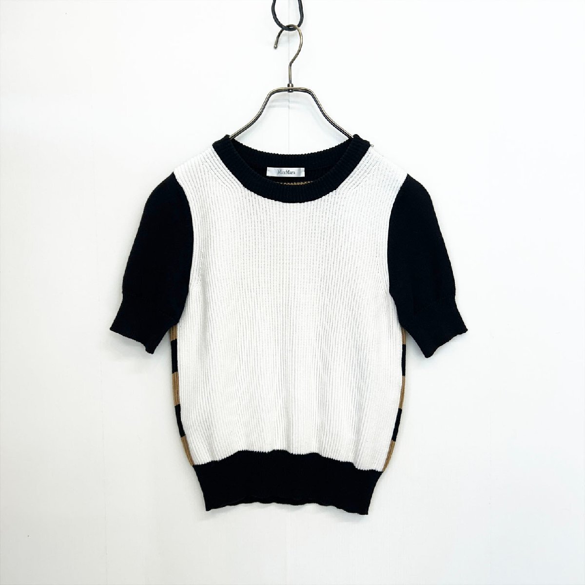 MAX MARA マックスマーラ リブ サマー ニット トップス 半袖 ボーダー Js7-132拍卖