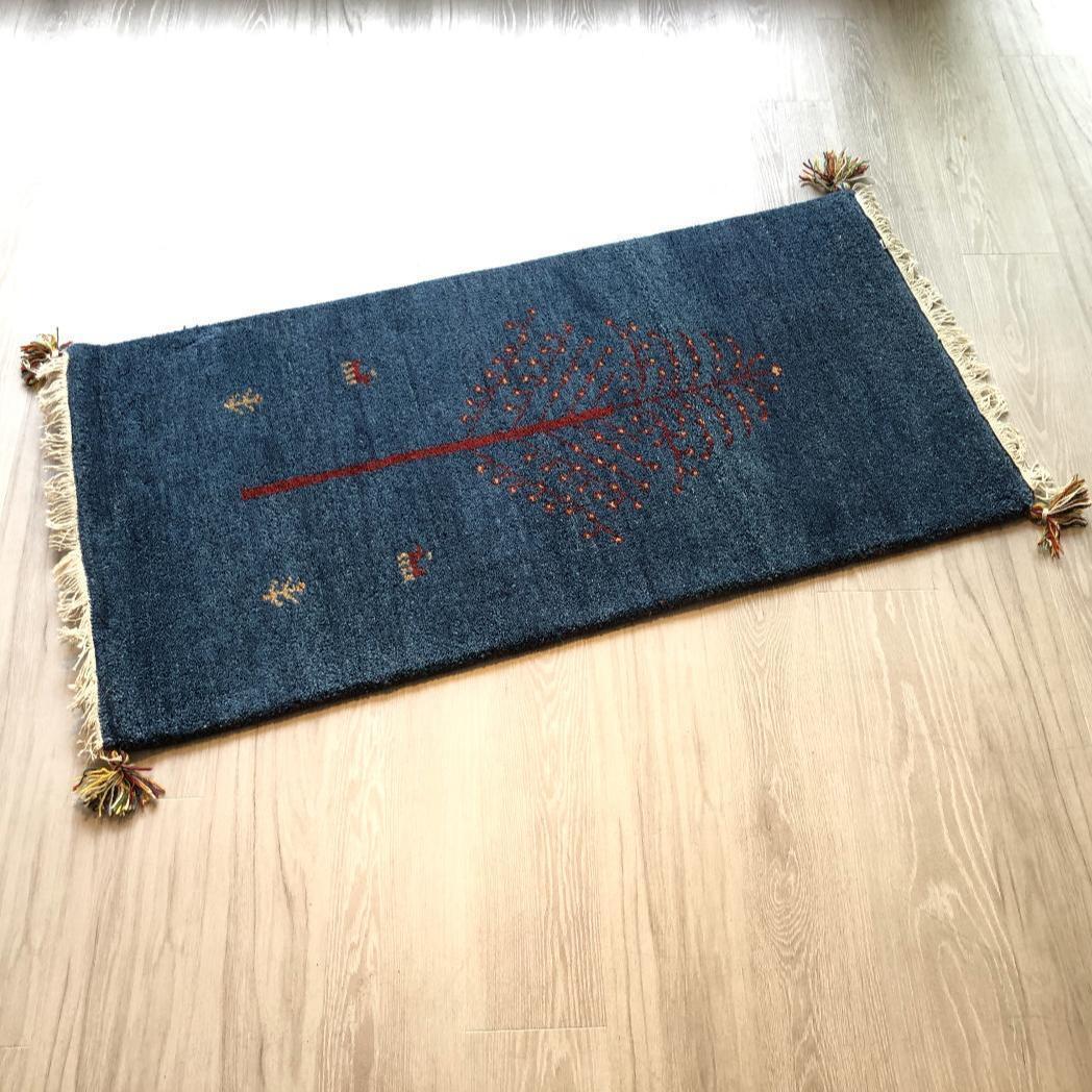 高級手結び絨毯 GABBEH ギャッベ 60×120cm ウール 玄関マット おしゃれ カーペット 絨毯 ハンドノット ギャベ ラグ 段通 キリム 101拍卖
