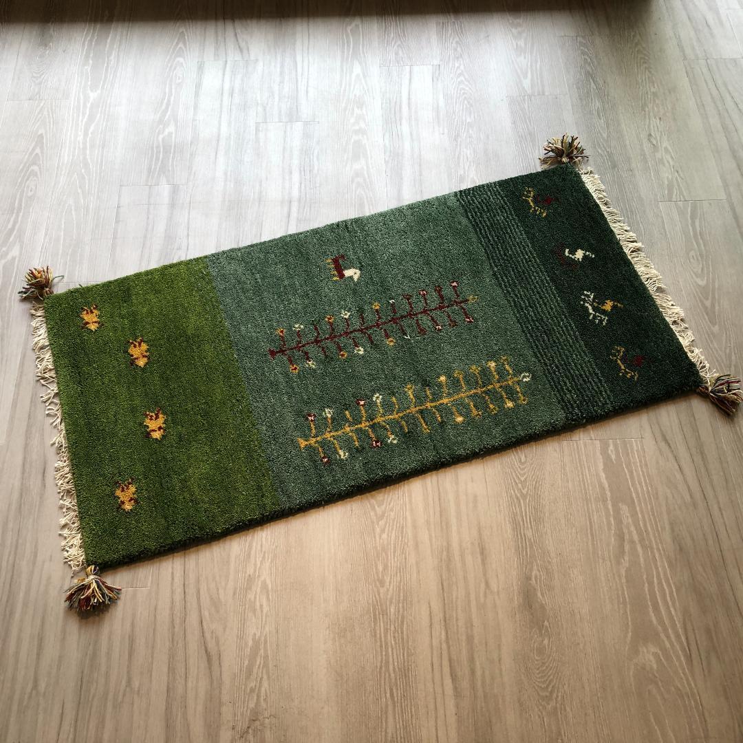 高級手結び絨毯 GABBEH ギャッベ 60×120cm ウール 玄関マット おしゃれ カーペット 絨毯 ハンドノット ギャベ ラグ 段通 キリム 77拍卖