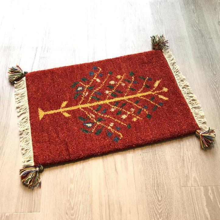 高級手結び絨毯 GABBEH ギャッベ 40×60cm ウール 玄関マット おしゃれ カーペット 絨毯 ハンドノット ギャベ ラグ 段通 キリム 92拍卖