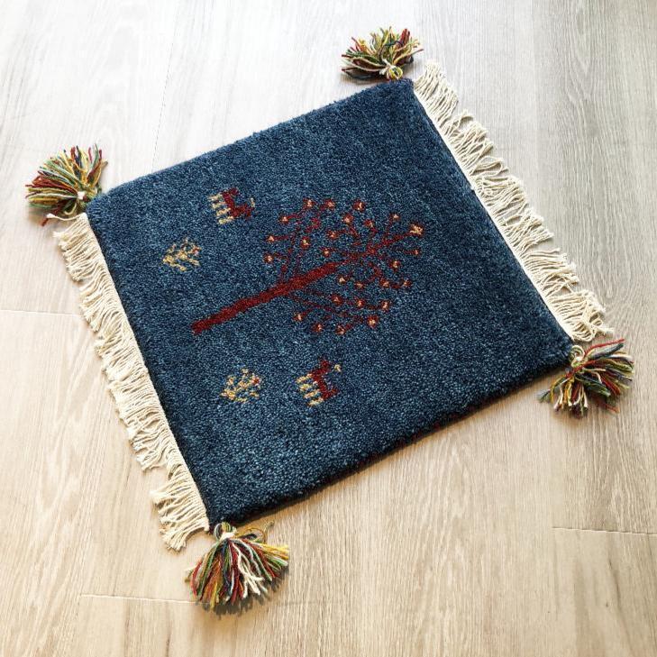 高級手結び絨毯 GABBEH ギャッベ 40×40cm ウール 玄関マット おしゃれ カーペット 絨毯 ハンドノット ギャベ ラグ 段通 キリム 89拍卖