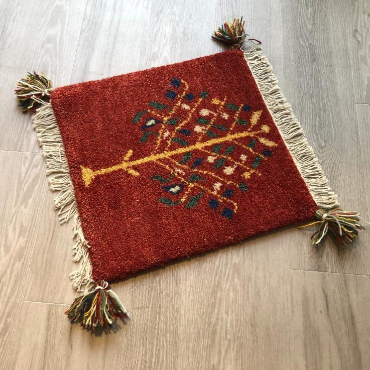 高級手結び絨毯 GABBEH ギャッベ 40×40cm ウール 玄関マット おしゃれ カーペット 絨毯 ハンドノット ギャベ ラグ 段通 キリム 88拍卖