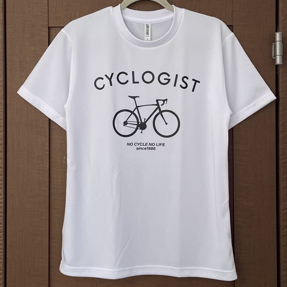 ドライ Tシャツ 自転車 Mサイズ メンズ レディース ジュニア 半袖 ロードバイク ティシャツ ホワイト ロゴプリント 白拍卖