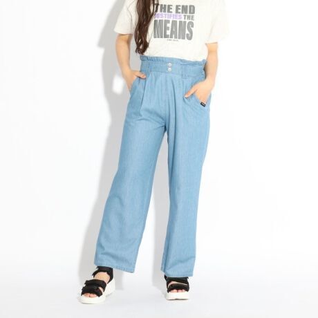 新品 PINK-latte【ニコラ掲載商品】 ワイドパンツ ライトブルー(491) 16(160cm) 定価3190円拍卖