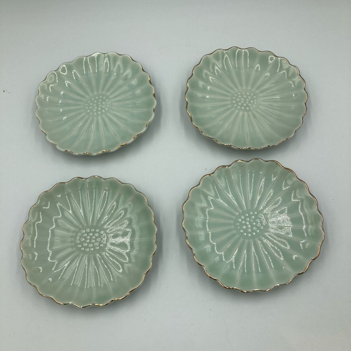 【5288】深川製磁 青磁菊花小付 4皿拍卖