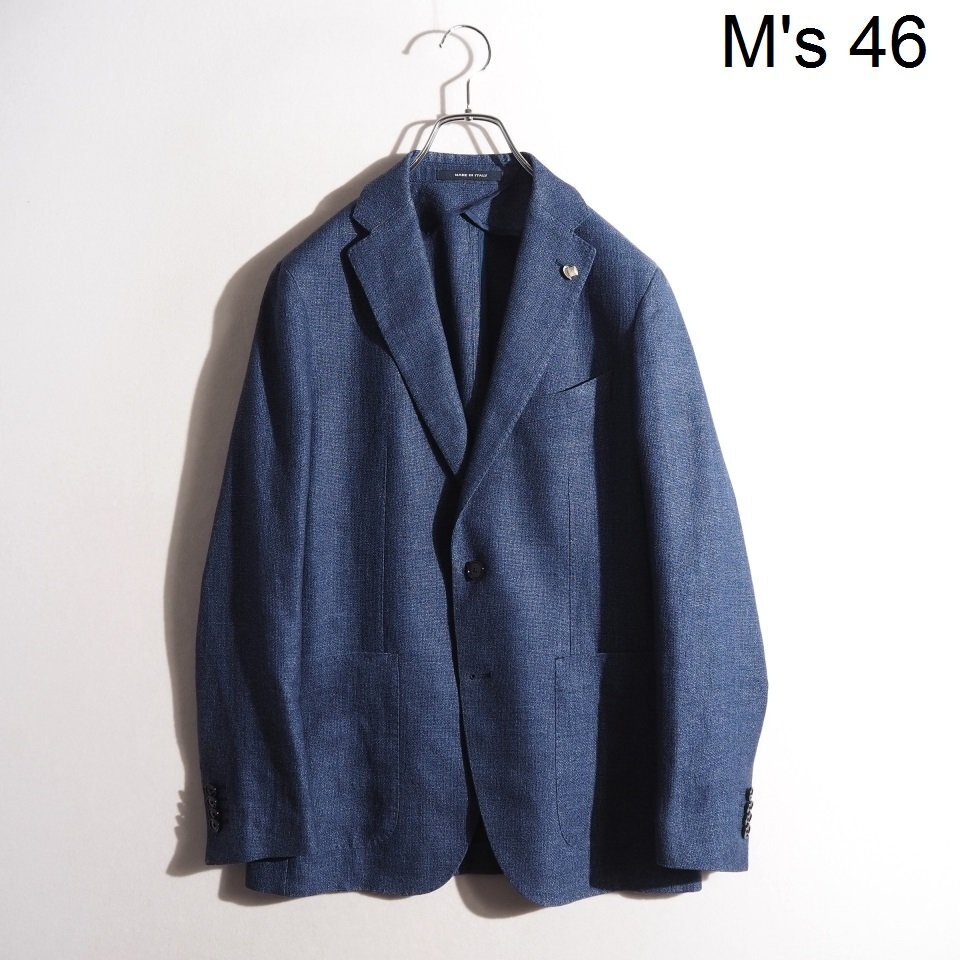 M2003P ▼TAGLIATORE タリアトーレ▼ 1SMC22K リネンコットン ホップサック アンコン 2B テーラードジャケット ネイビー 46 春夏 rb mks拍卖