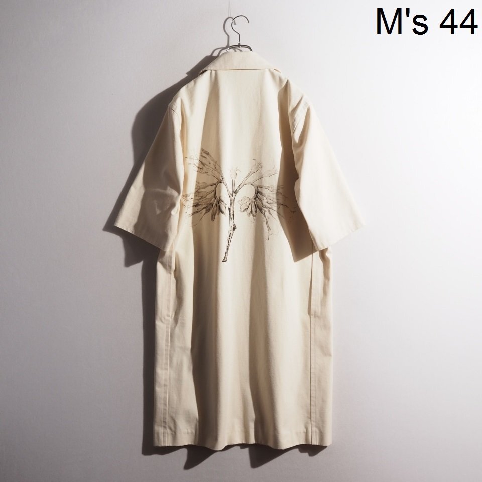 C4275P ▼JIL SANDER ジルサンダー▼ 20SS コットンキャンバス バックプリント 半袖 サファリワークコート アイボリー 44 春夏 rb mks拍卖