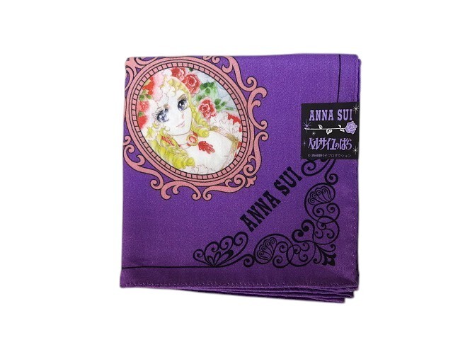 新品 未使用 アナスイ ベルサイユのばら ハンカチ オスカル マリーアントワネット ANNA SUI × The Rose of Versailles パープル拍卖