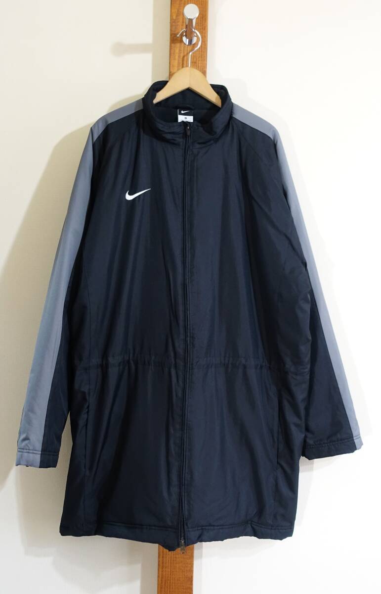EUROPE古着★NIKE/ナイキ◎ジャケット ベンチコート 中綿入り フルジップ ダブルジップ 黒×グレー系拍卖