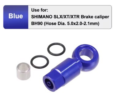 処分 油圧 ブレーキバンジョー オリーブコネクタ BH90 SLX/XT/XTR用 1個の価格です ブルー色 1284 ゆうメール可拍卖