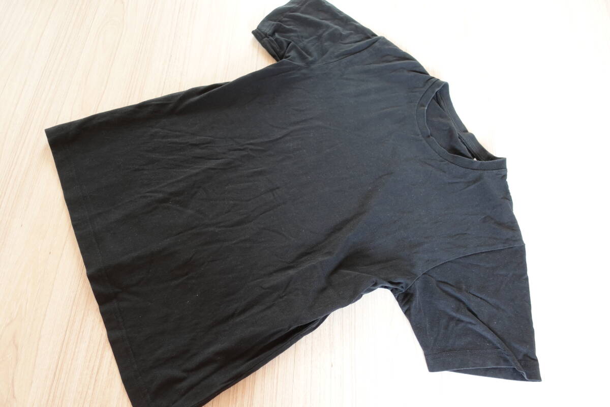 送料無料★M【シンプルコットンTシャツ】黒ブラック無地半袖カットソー春夏綿100%拍卖