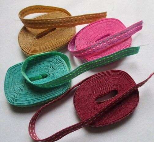 ま16◆ステッチ刺繍のコットンテープ・4 色 × 各 300 cm拍卖