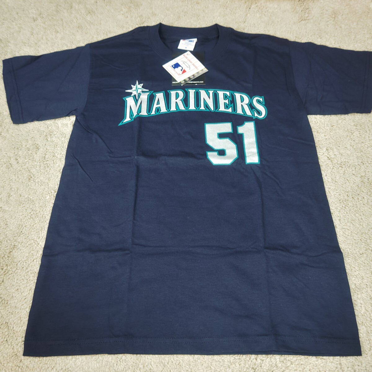 【未使用】タグ付き Majestic マジェスティック マリナーズ #51 イチロー ICHIRO Tシャツ ユニフォーム Mサイズ ネイビーメジャーリーグ 拍卖