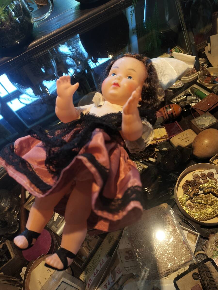 フランス アンティーク ビンテージ 可愛い ドレス リボンのサンダール Doll お人形!拍卖