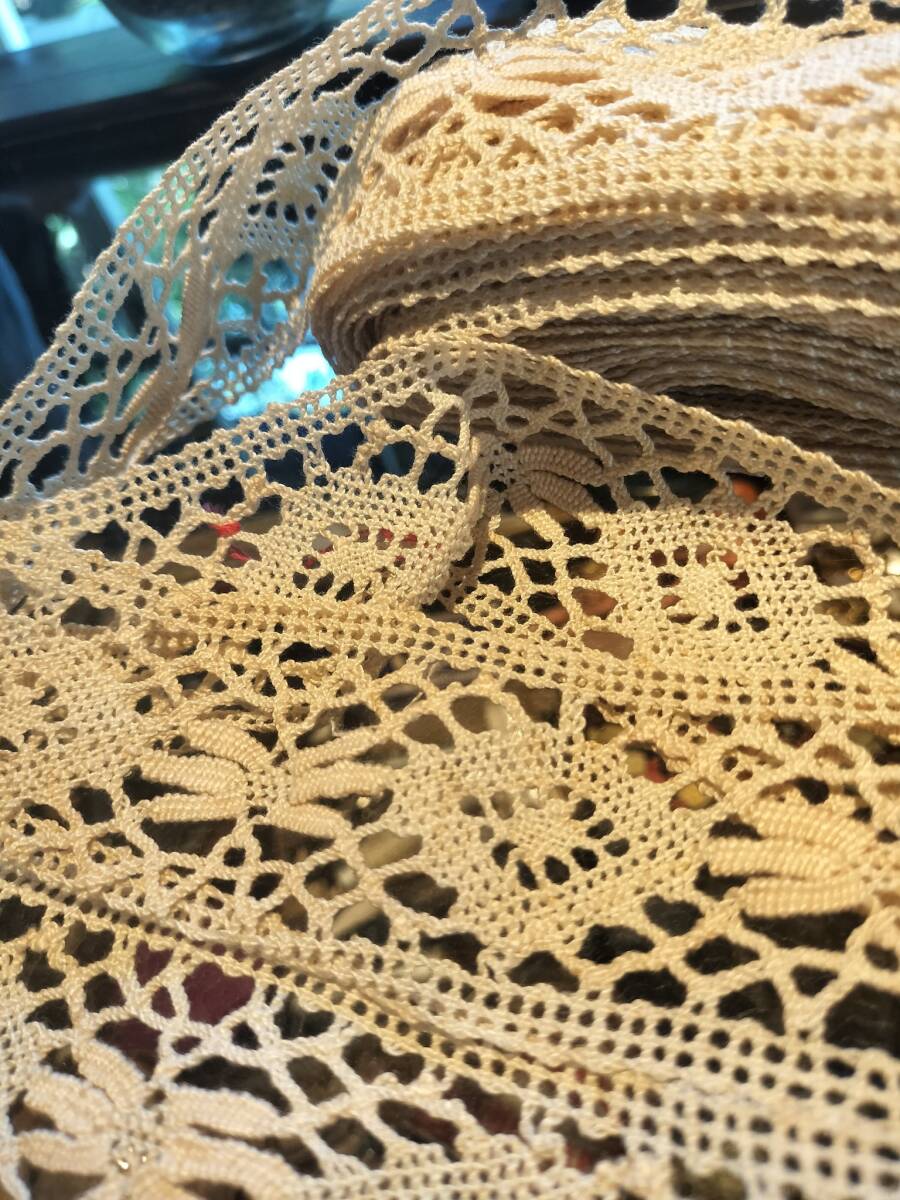 フランス アンティーク 幅広 ナチュラル 奇麗なレース 長さたっぷり 5cm x 645CM!拍卖