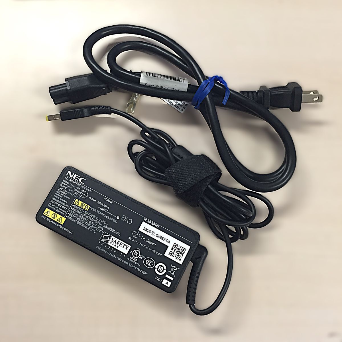 @XYN2681 ☆ 動作確認済み ☆ NEC LAVIE Direct NEXT 純正 ACアダプター 65W 20V 3.25A コネクター 角型 PC-VP-BP103/PC-VP-WP142/N14/N15拍卖