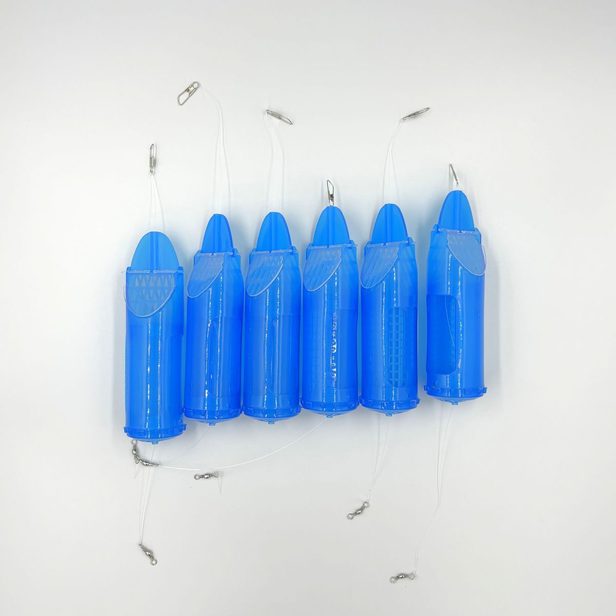 104443 無駄の無いコマセ フタ付き ロケットカゴ Lサイズ 青 6個セット 150mm 仕掛け作り ブッコミサビキ 遠投 カゴ釣り ビシ釣り サヨリ拍卖