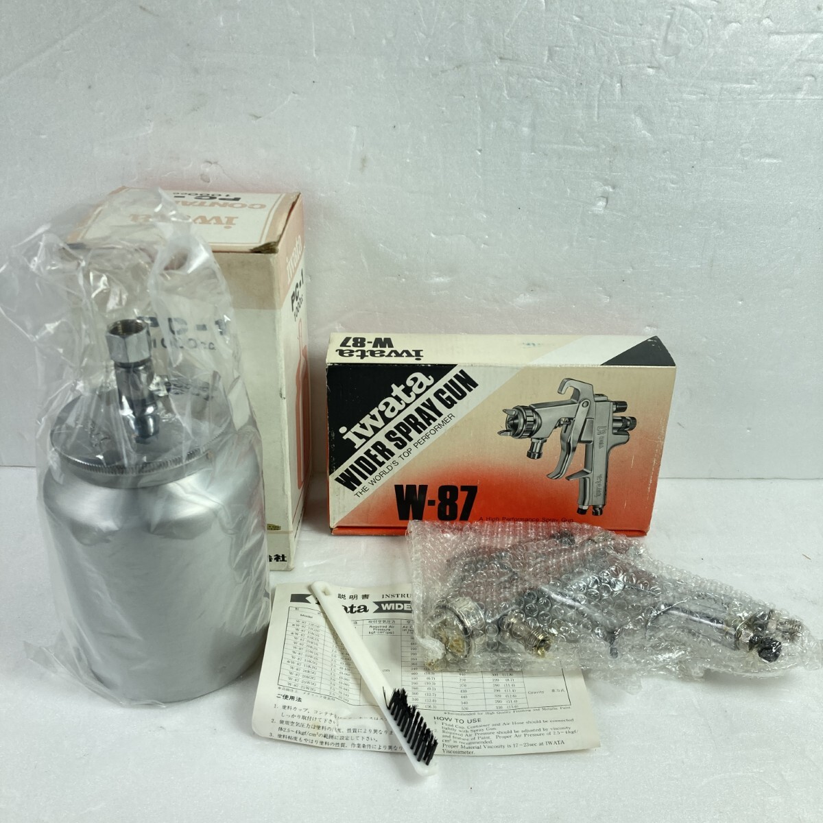 ** Iwatani イワタニ 吸い上げ式スプレーガン&カップセット W-87/PC-1 シルバー 目立った傷や汚れなし拍卖