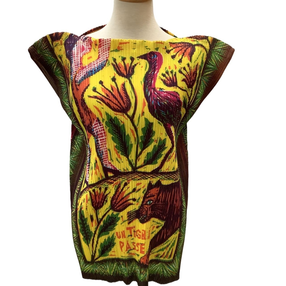ISSEY MIYAKE イッセイミヤケ PLEATS PLEASE レア カットソー アニマルヒューマン PP14JG247 イエロー やや傷や汚れあり拍卖