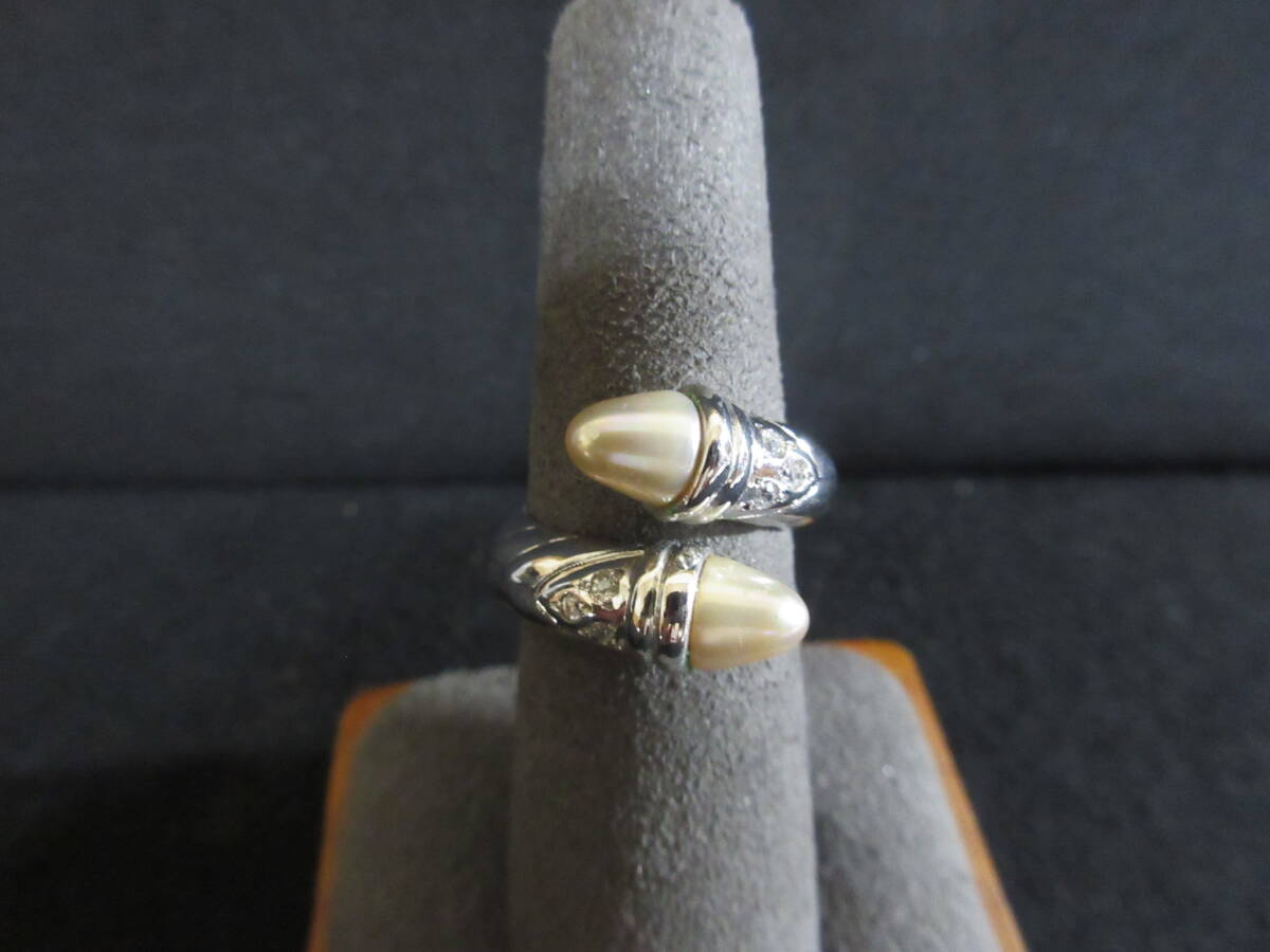 *100円~【美品】MAJORICA マジョリカパール スネークデザイン シルバーカラー リング 指輪 12号相当*T-50拍卖