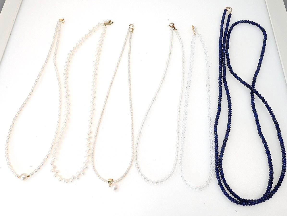 K18 金具 ネックレス パール ベビーパール 水晶 ラピスラズリ 56ct カラーストーン クリスタル まとめて[225468拍卖