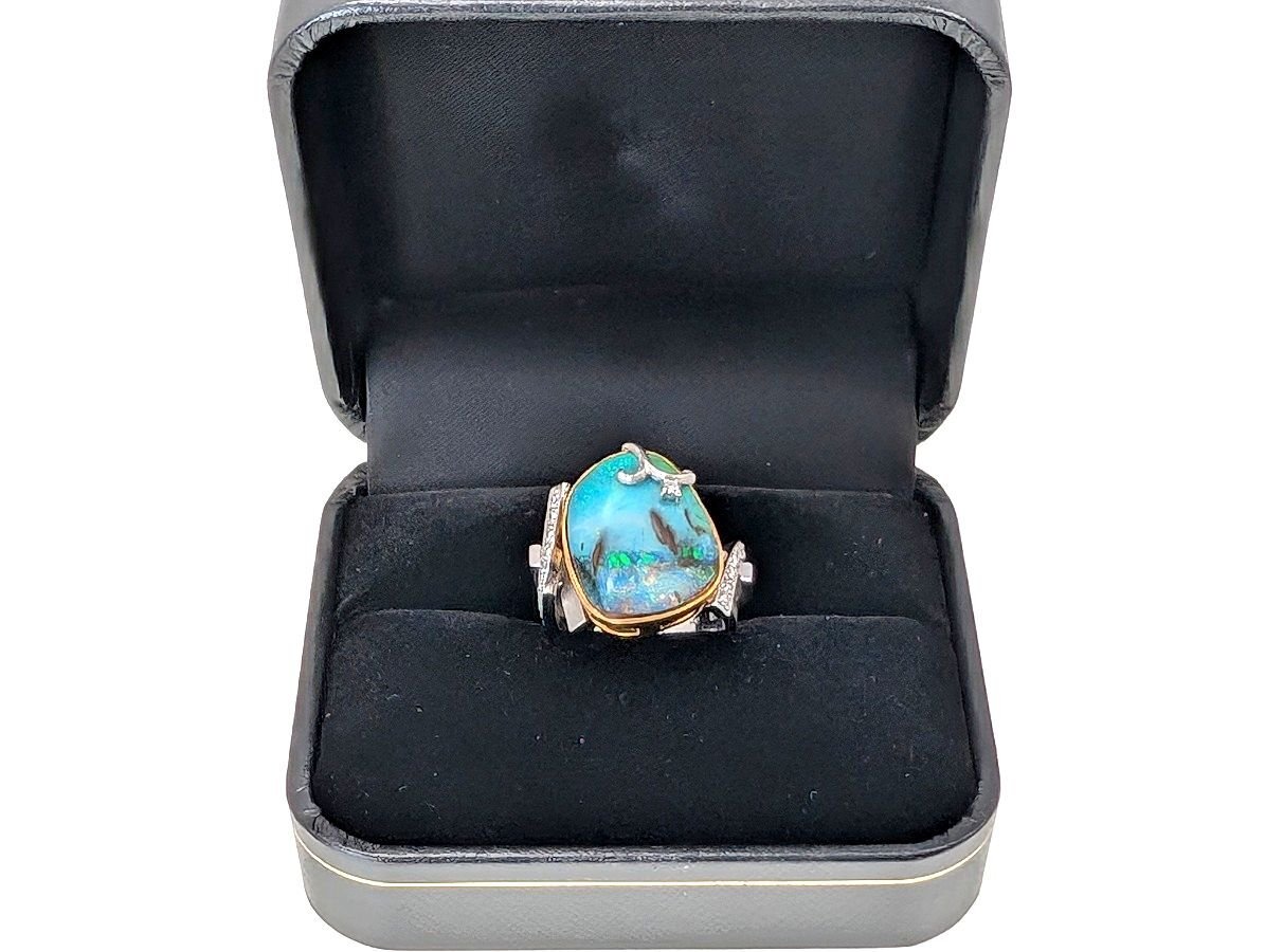 K18・WG オパール 10.83ct・ダイヤ0.27ct リング サイズ 約13号・総重量 約14.1g[329146拍卖