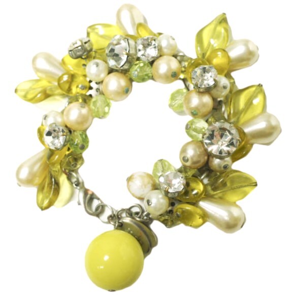 rada ラダ イタリア製 ビジューブレスレット イエロー ストーン ビーズ アクセサリー g22762拍卖