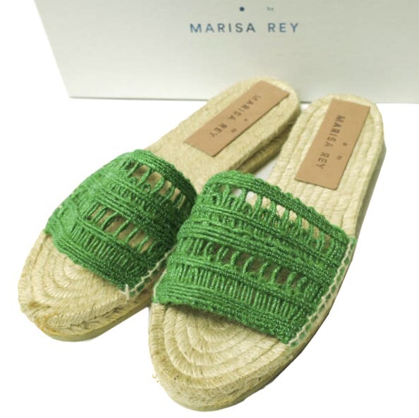 新品 MARISA REY マリサレイ スペイン製 LLAFRANC エスパドリーユフラットサンダル 36(23cm) Green シューズ g12684拍卖