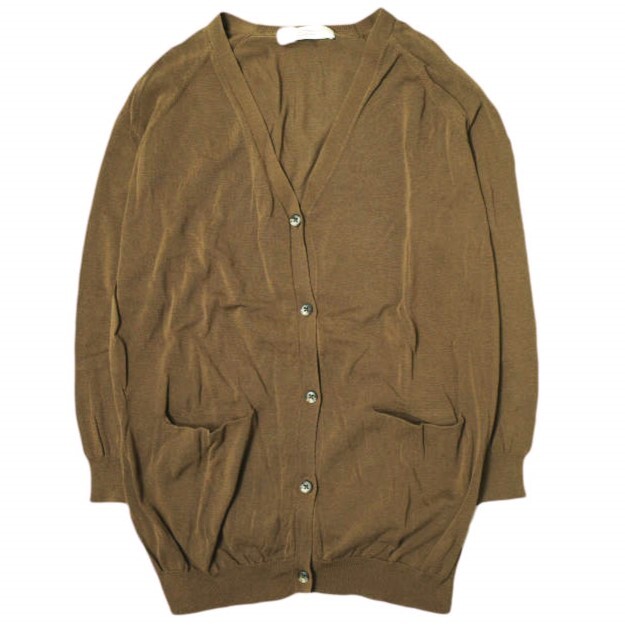 BEAUTY&YOUTH UNITED ARROWS ビューティーアンドユース コットンナイロン Vネックロングワイドカーディガン 1628-117-0550 ブラウン拍卖