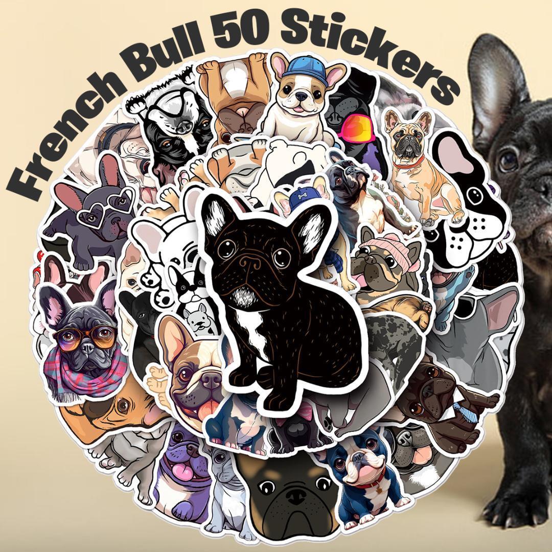 フレンチ・ブルドッグ ステッカー 50枚セット PVC 防水 シール French Bulldog フレンチブル 犬 いぬ イヌ 動物 ペット拍卖