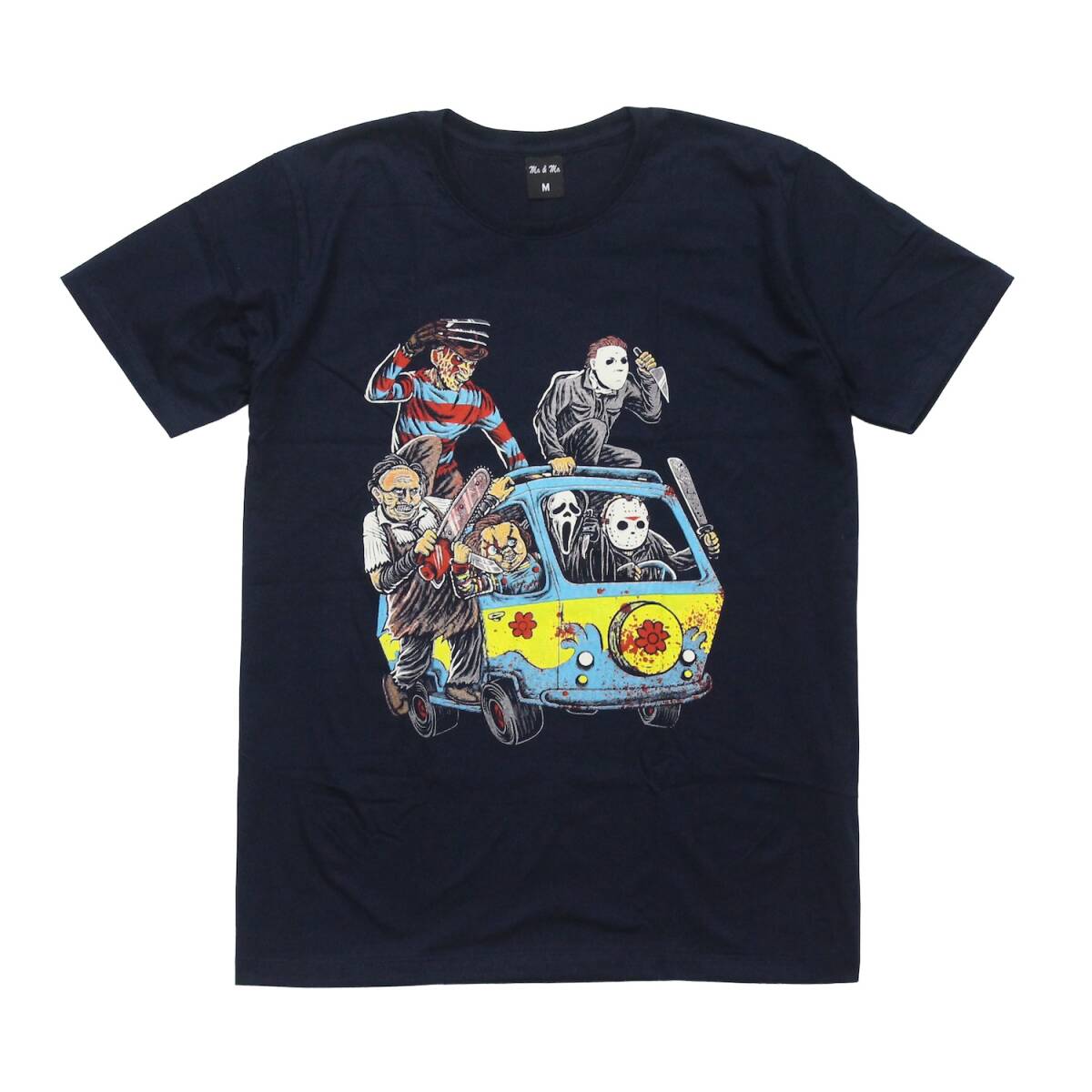 チャッキー チャイルドプレイ ホラー映画Tシャツ ジェイソン フレディ ハロウィン おもしろTシャツ メンズ 半袖 ネイビー ★tsr0452-nvy-m拍卖