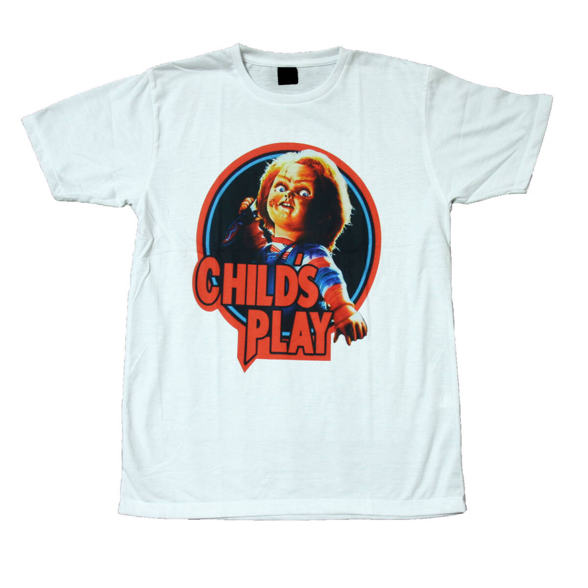 ホラー映画Tシャツ チャッキー チャイルドプレイ カワイイ 人形 ストリート系 デザイン おもしろTシャツ メンズ 半袖★tsr0447-wht-m拍卖