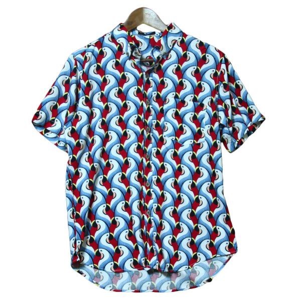 オオハシ トゥーカン ボタンダウンシャツ アロハシャツ きれいめ 総柄 リゾート ハワイ サーフ系 ストリート系 メンズ 半袖★sh0030-mlt-m拍卖