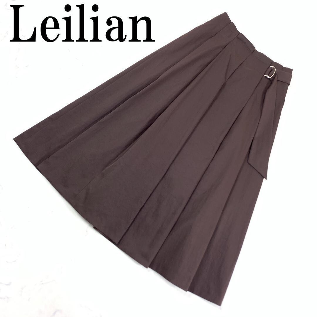 LA6671 レリアン ロングフレアスカート ポリエステル Leilian ロングスカート ポケット無しブラウン9拍卖