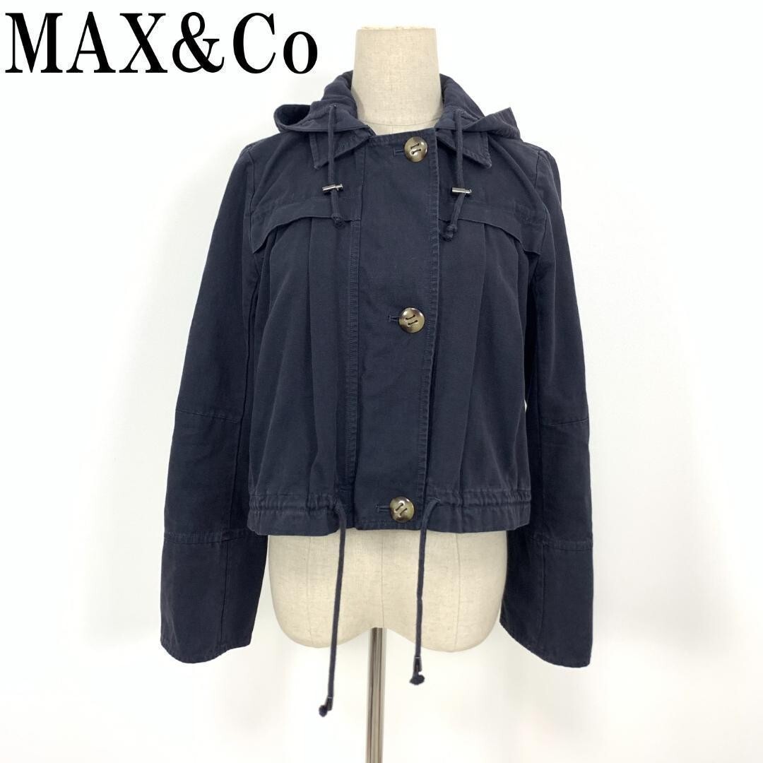 LA6551 マックスアンドコー ショート ジャンパー ブルゾン MAX&Co マックスマーラ フード付きネイビー 42拍卖