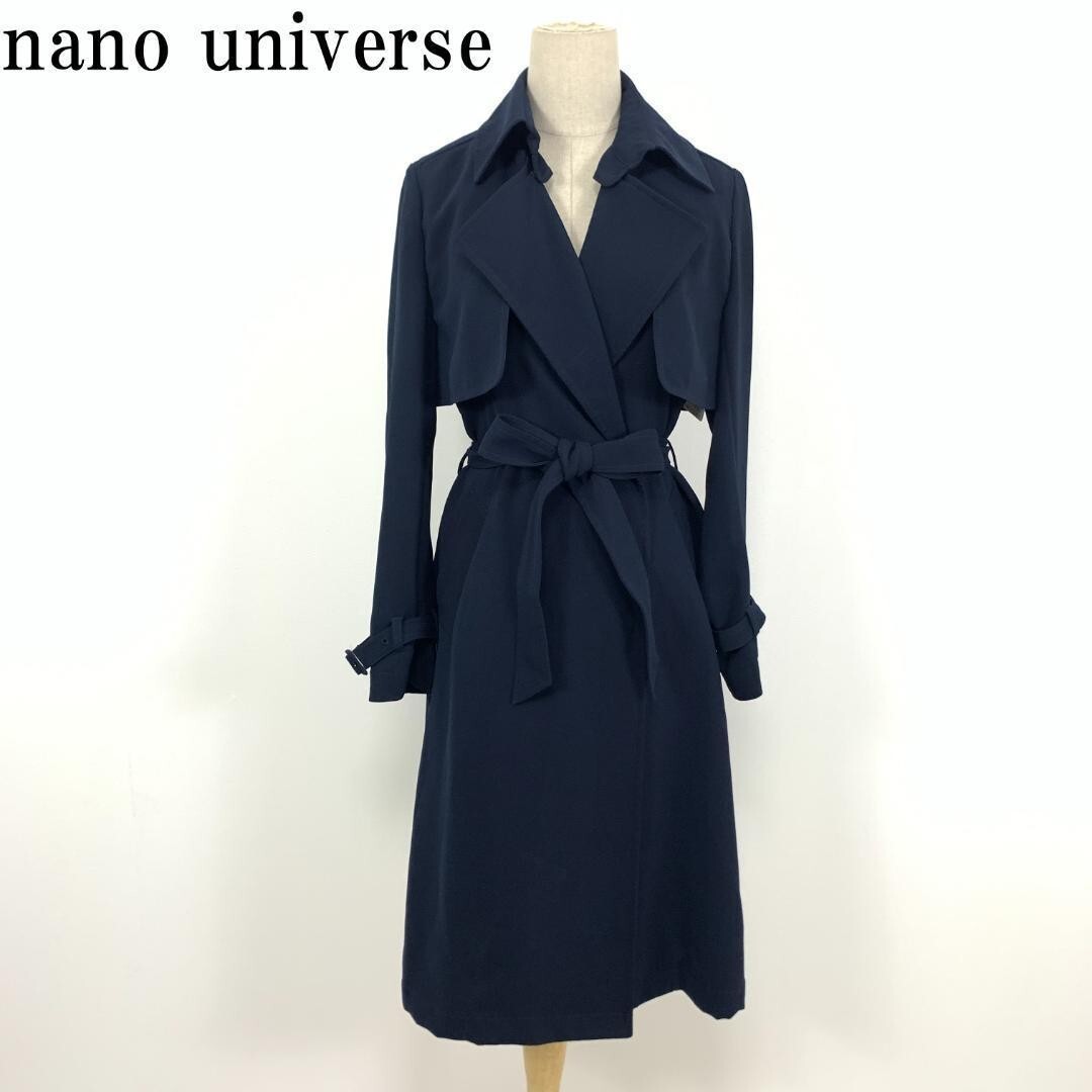 LA6778 ナノユニバース 2WAY トレンチコート ロングジレ ネイビーnano universe カジュアル ロングコート ショートボレロ 36拍卖