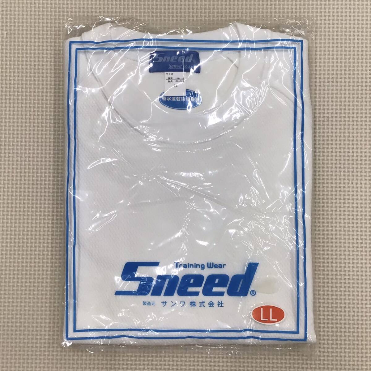 W082 新品 半袖トレーニングウェア サイズ LL /Sneed Sanwa/白/半袖/丸襟/体操着/運動着/男女兼用/小学生/中学生/高校生拍卖