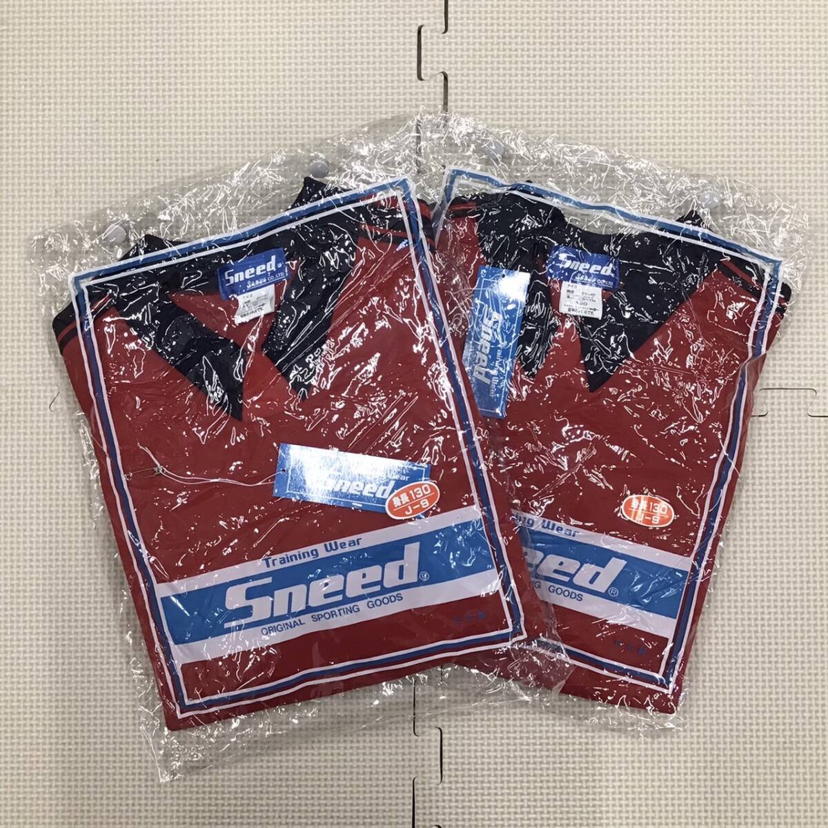W232 新品 長袖トレーニングウェア サイズ 130 2枚 /Sneed Sanwa/赤×紺/変形V襟/ラグラン袖/体操着/運動着/男女兼用/小学生/児童/ジュニア拍卖
