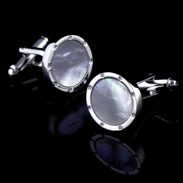 【送料無料】ケース付 カフスボタン カフリンクス カフス メンズ ホワイトシェル 白蝶貝 シルバー 174 /21拍卖