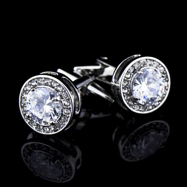 【送料無料】ケース付 カフスボタン カフリンクス カフス メンズ ダイヤカットクリアジュエル シルバー スワロフスキー 0005/13拍卖