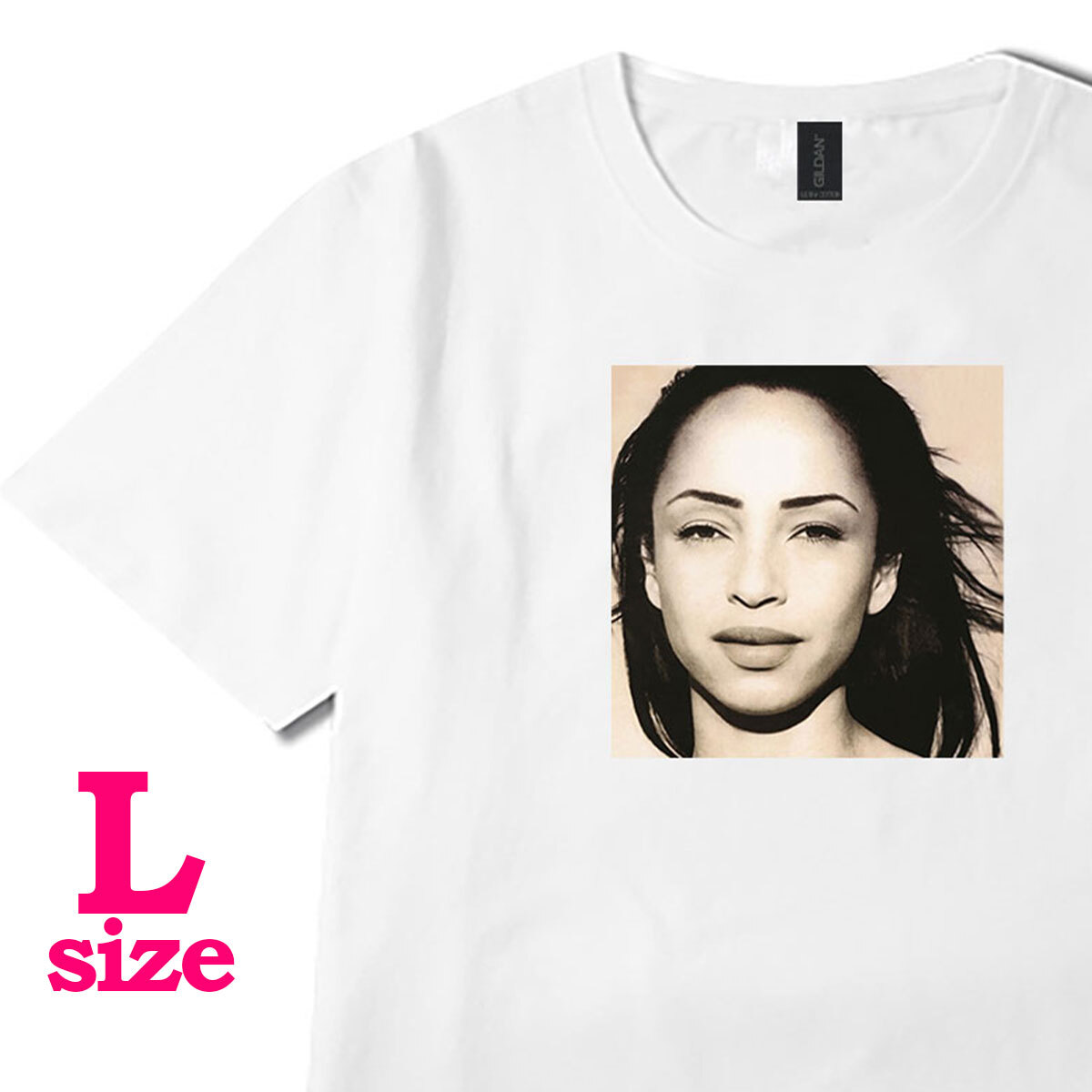 フォトプリント SADE シャーデー 柄 Tシャツ ミュージックTシャツ キレイめ カジュアル 半袖 6.0oz コットン100% ユニセックス L拍卖